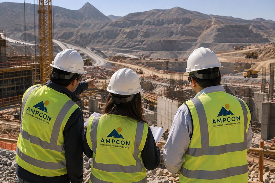 Equipo de AMPCON Ingeniería y Construcción S.A.C. supervisando una obra